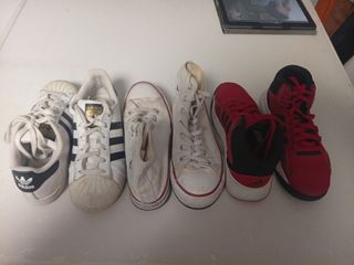 Lote zapatillas 35 Adidas y Converse para niña.
