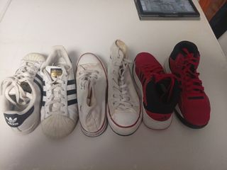 Lote zapatillas 35 Adidas y Converse para niña.