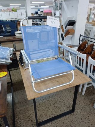 Silla Plegable Playa Azul y Plateada