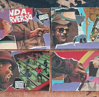 Lote 4 collages originales sobre postal, comic
