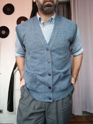 Altea Gilet Lana Vergine Grigio uomo vintage