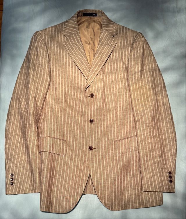 3 giacche gessate uomo 100% lino nuove