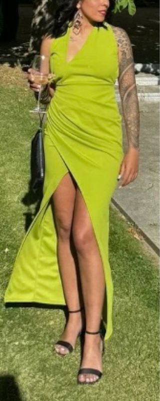 Vestido de fiesta verde lima