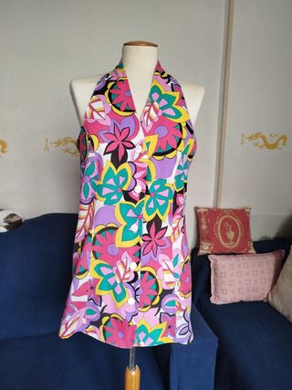 Blusón vintage estampado flores Talla 40