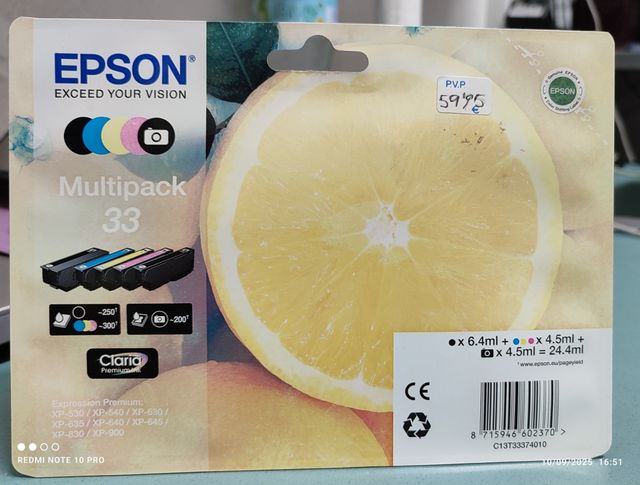 Pack 5 Cartuchos Tinta Epson 33