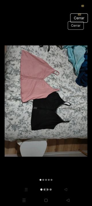 Tops Zara XS Negro y Rosa