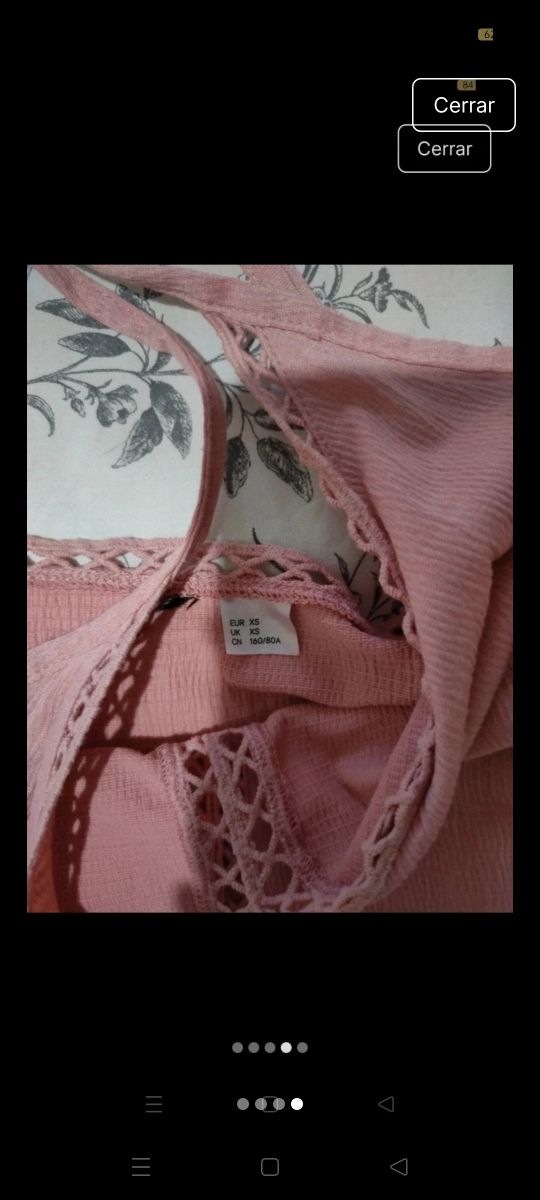 Tops Zara XS Negro y Rosa