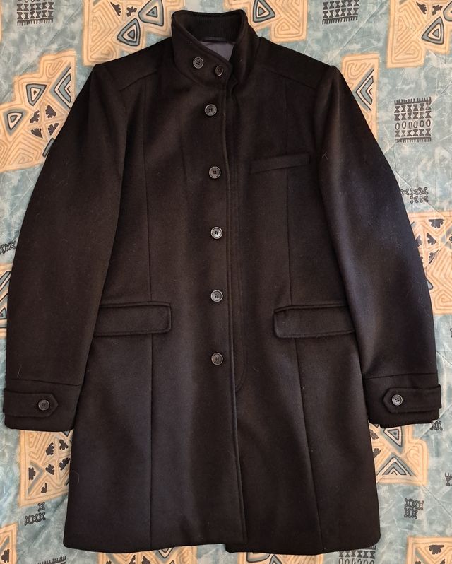 ABRIGO LARGO NEGRO DE LANA FÓRMULA JOVEN TALLA 54