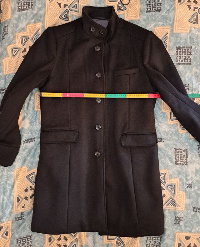 ABRIGO LARGO NEGRO DE LANA FÓRMULA JOVEN TALLA 54