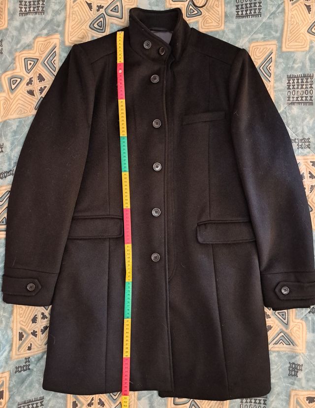 ABRIGO LARGO NEGRO DE LANA FÓRMULA JOVEN TALLA 54