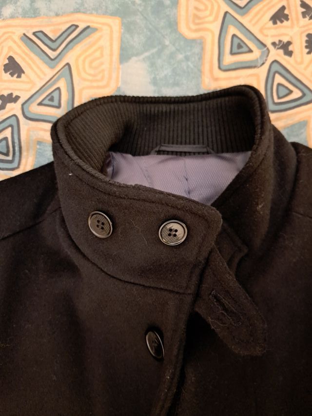 ABRIGO LARGO NEGRO DE LANA FÓRMULA JOVEN TALLA 54