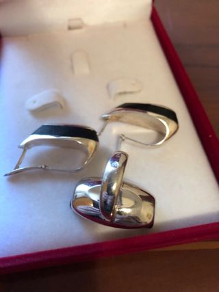 Conjunto Plata 925 Pesada Negro y Plata