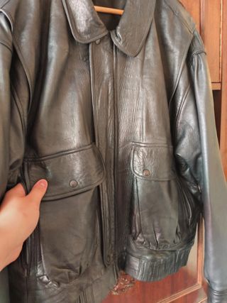 Chaqueta aviador cuero vintage marrón