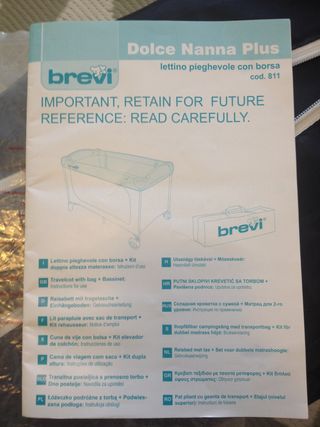 BREVI Cuna de viaje azul con colchoncillo