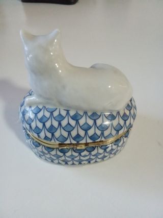 Joyero Becara gato azul y blanco