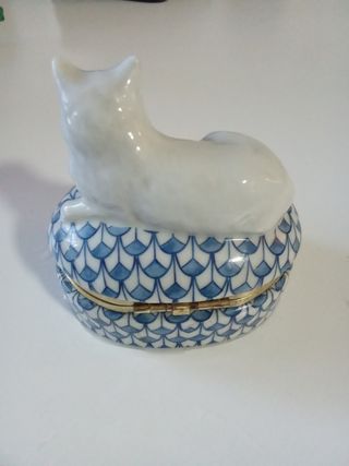 Joyero Becara gato azul y blanco