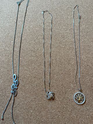 3 Collares Plateados Bisutería
