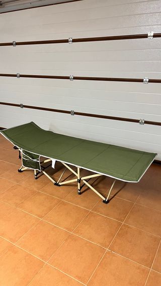 Cama Militar Plegable Verde y Beige