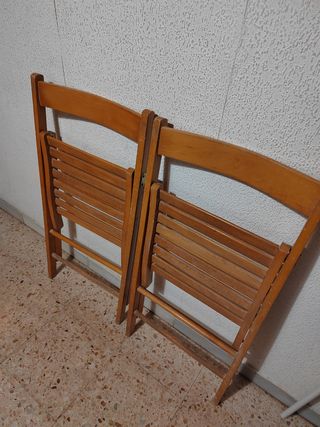 2 Sillas Plegables de Madera Marrón