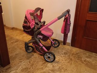 Cuna y carrito de muñecas blanco
