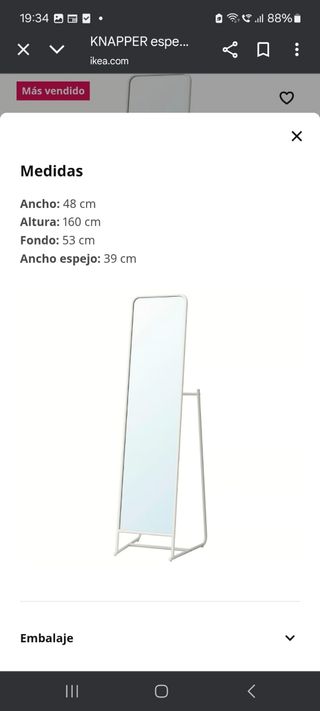 Espejo Knapper Ikea Blanco