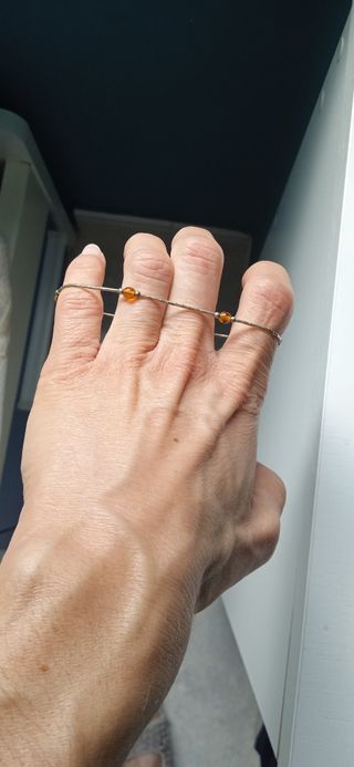 Pack 2 Pulseras Plata y Piedra Marrón