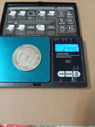 Moneda Plata Amadeo I Rey de España 1871