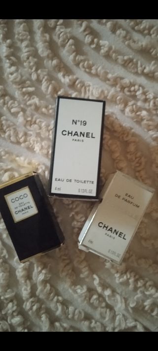 Miniaturas Chanel N°19, Coco,y Cristalle.