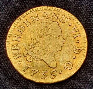 Medio Escudo Fernando VI Oro 22kt 1759