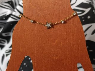 Pulsera Acero Inoxidable con Estrella Dorada
