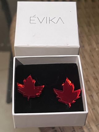 Pendientes EVIKA hoja roja