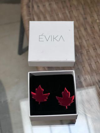 Pendientes EVIKA hoja roja