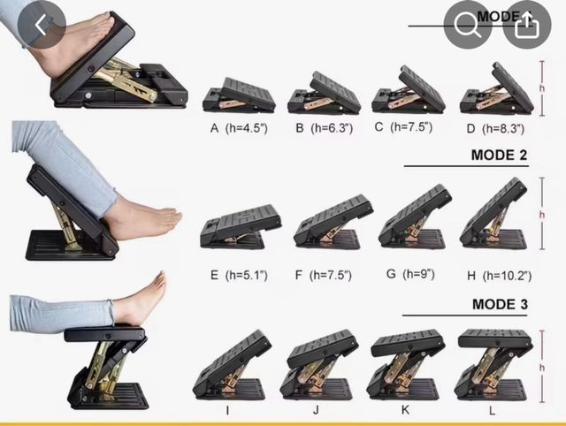 Reposapiés Escritorio Ajustable Negro