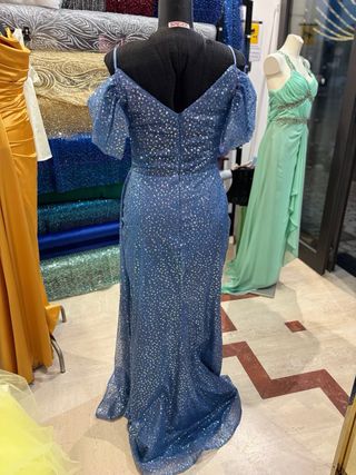 Abito lungo blu con argento