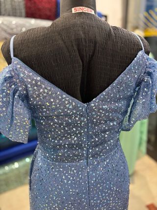 Abito lungo blu con argento