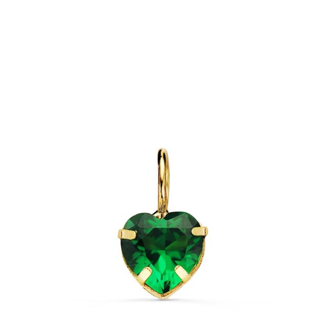 Colgante oro amarillo 18 KT corazón verde 6x6mm