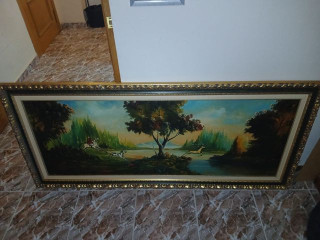 Cuadro decorativo dorado y verde