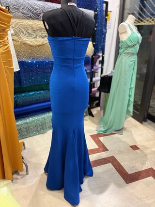 Abito lungo blu con spacco