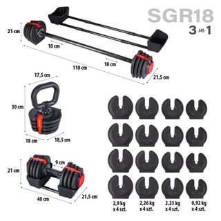 Set Mancuernas Ajustables 3 en 1 HMS Pro