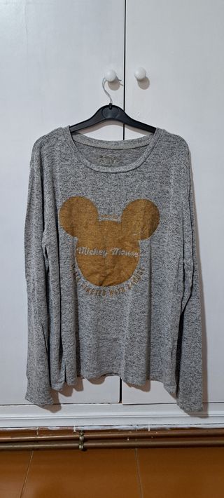 Camiseta Mickey Mouse Gris y Dorada Talla L