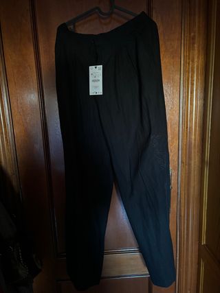 Pantalón Zara Lino Negro Talla M