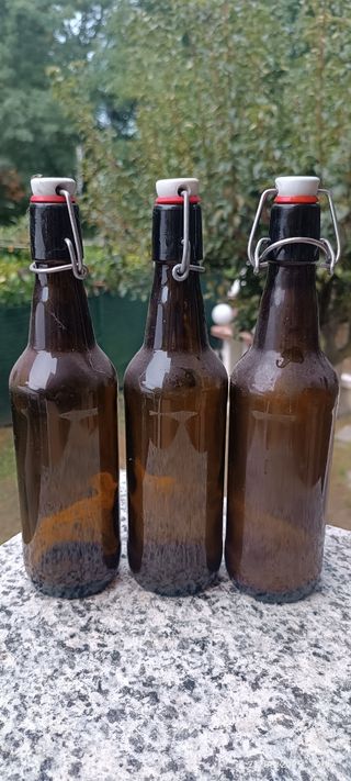 Set di Bottiglie Vetro Marrone con Chiusura