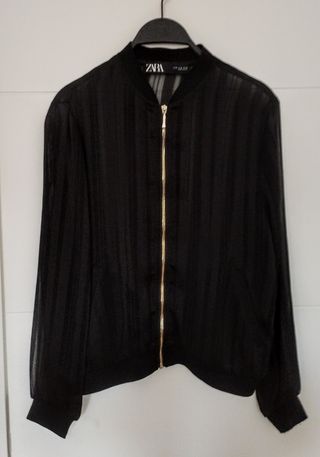 Chaqueta Bomber Zara Negra Entretiempo