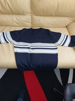 Jersey Lacoste V-Neck Rayas Beige Negro