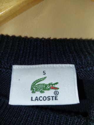 Jersey Lacoste V-Neck Rayas Beige Negro