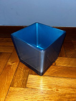 Vaso vetro azzurro quadrato