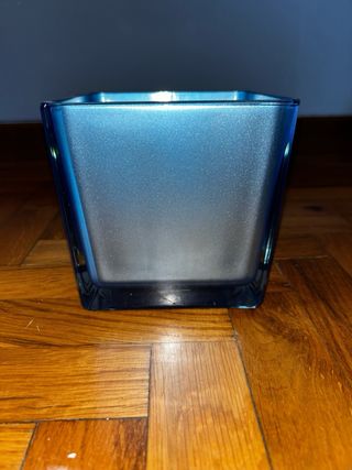 Vaso vetro azzurro quadrato