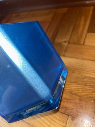 Vaso vetro azzurro quadrato