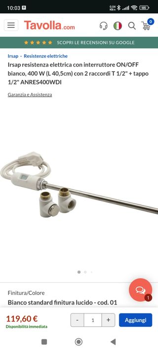 Resistencia para radiador toallero IRSAP