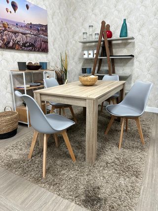 Mesa Comedor Nuevo + 4 Sillas Acolchadas 